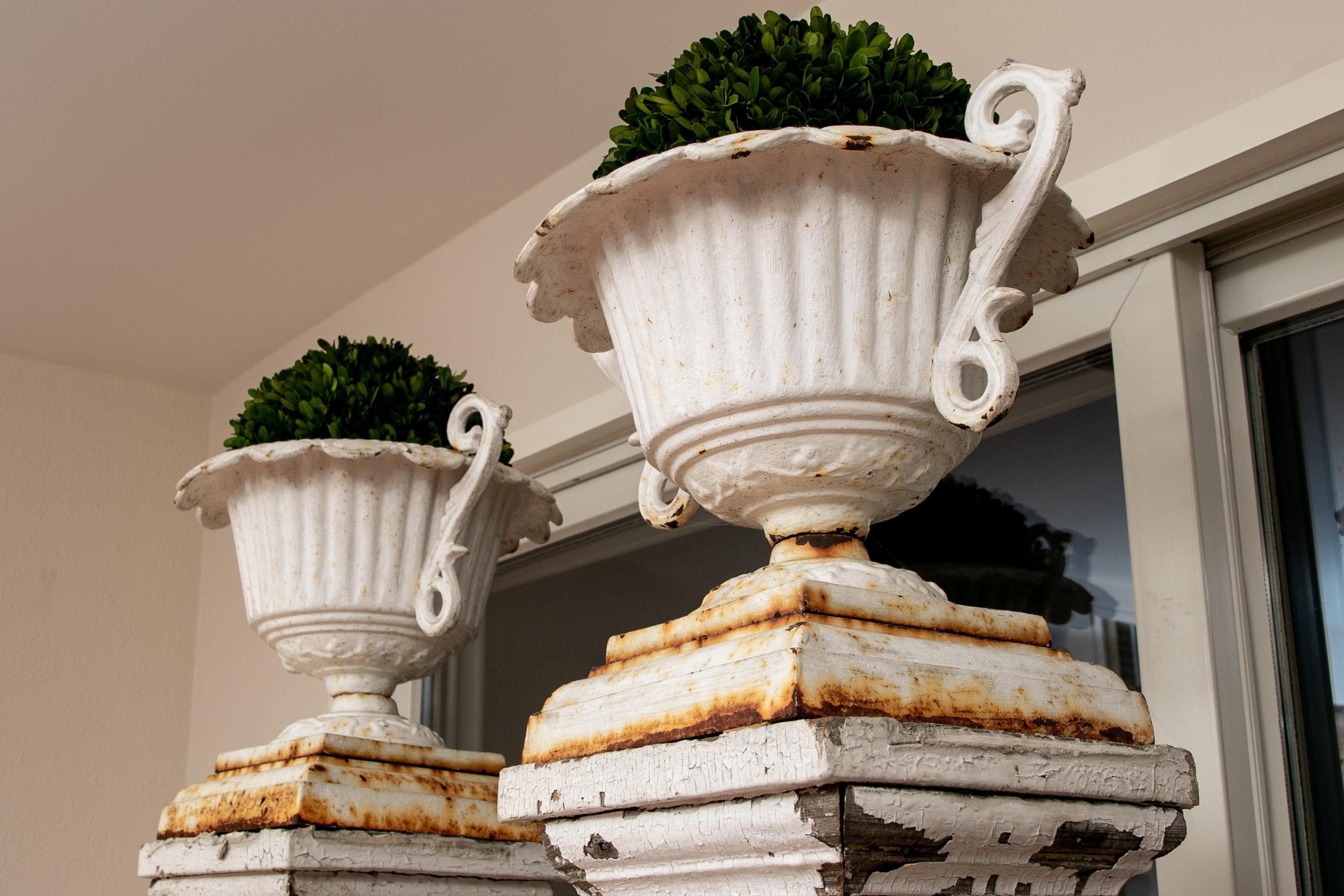 Antique Pair of Entrance Pilasters with Urns  4