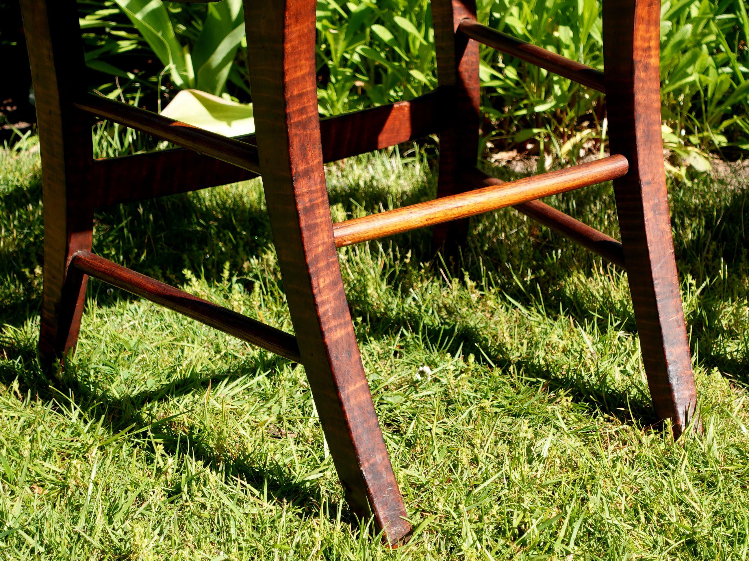 Antique Pair of Federal Tiger Maple & Bird's Eye Cane Seat Dinning Charis #2 For Sale 9