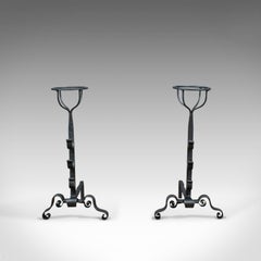 Antique Pair of Firedogs, English, Medieval Revival, Andirons, Forged circa 1900