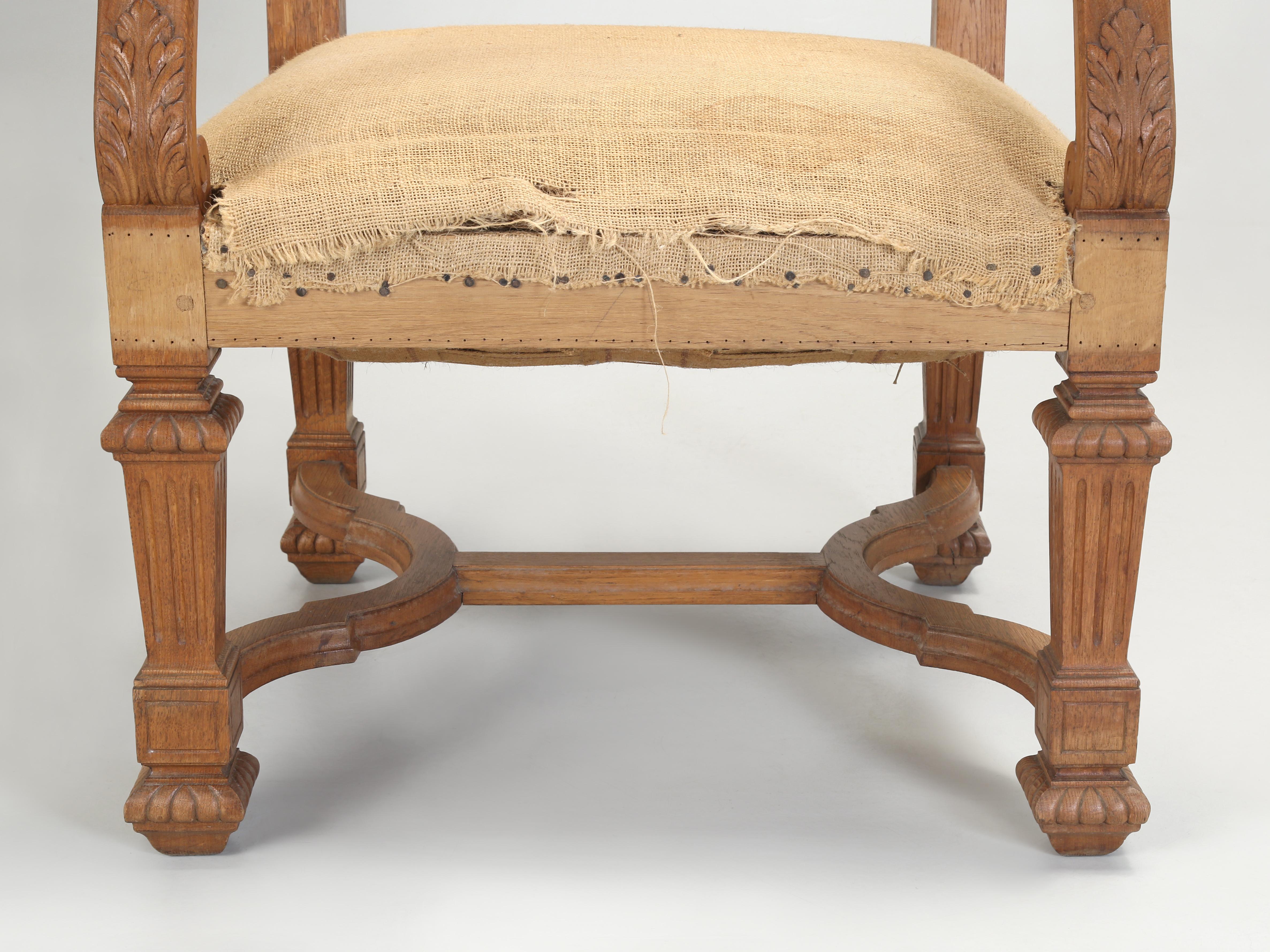 Antique Pair of French Armchairs in White Oak circa 1900 Require Restoration For Sale 5