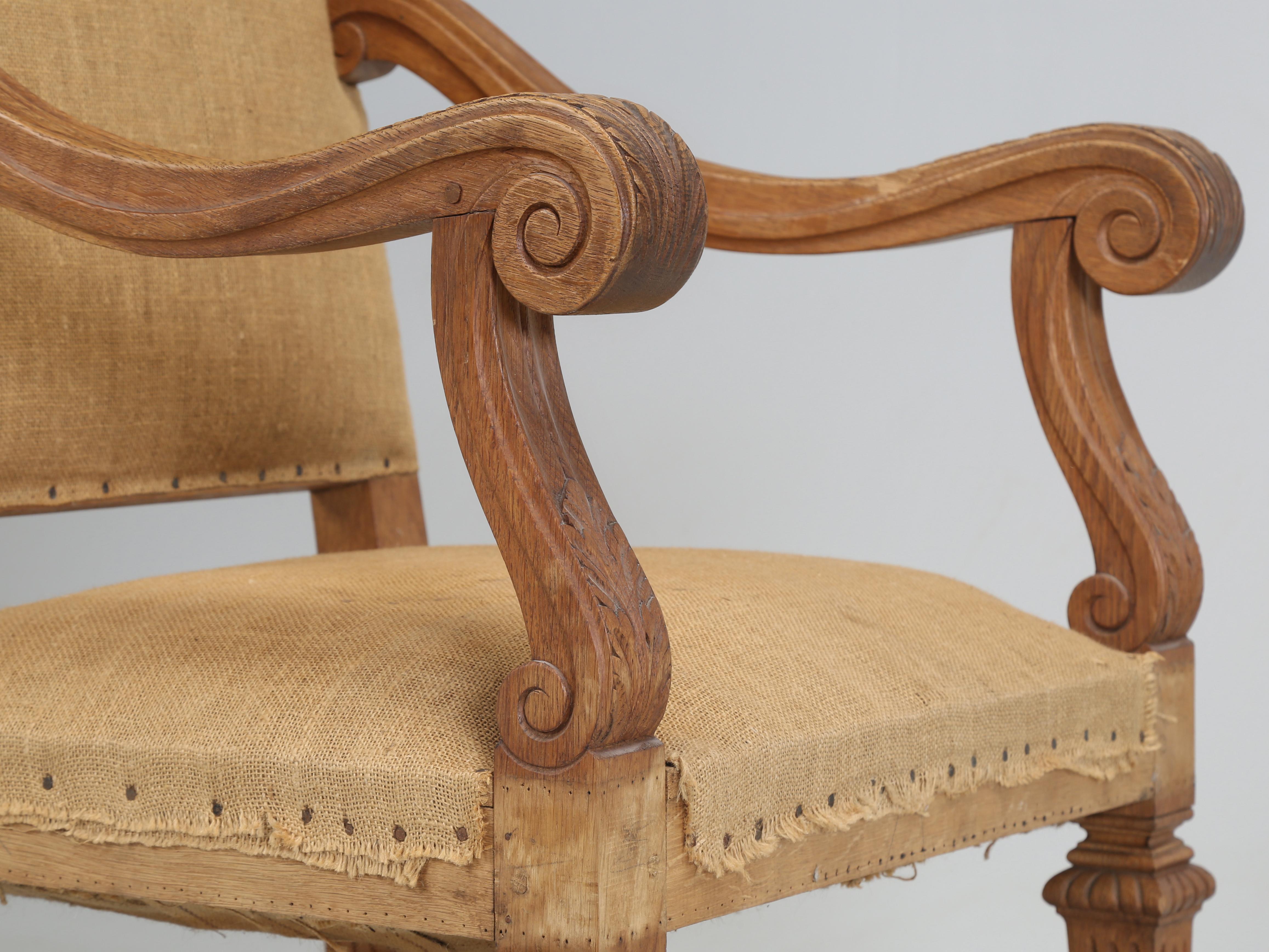 Antique Pair of French Armchairs in White Oak circa 1900 Require Restoration For Sale 2