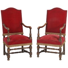 Paire de fauteuils ou fauteuils trônes français anciens, circa 1880, non restaurés