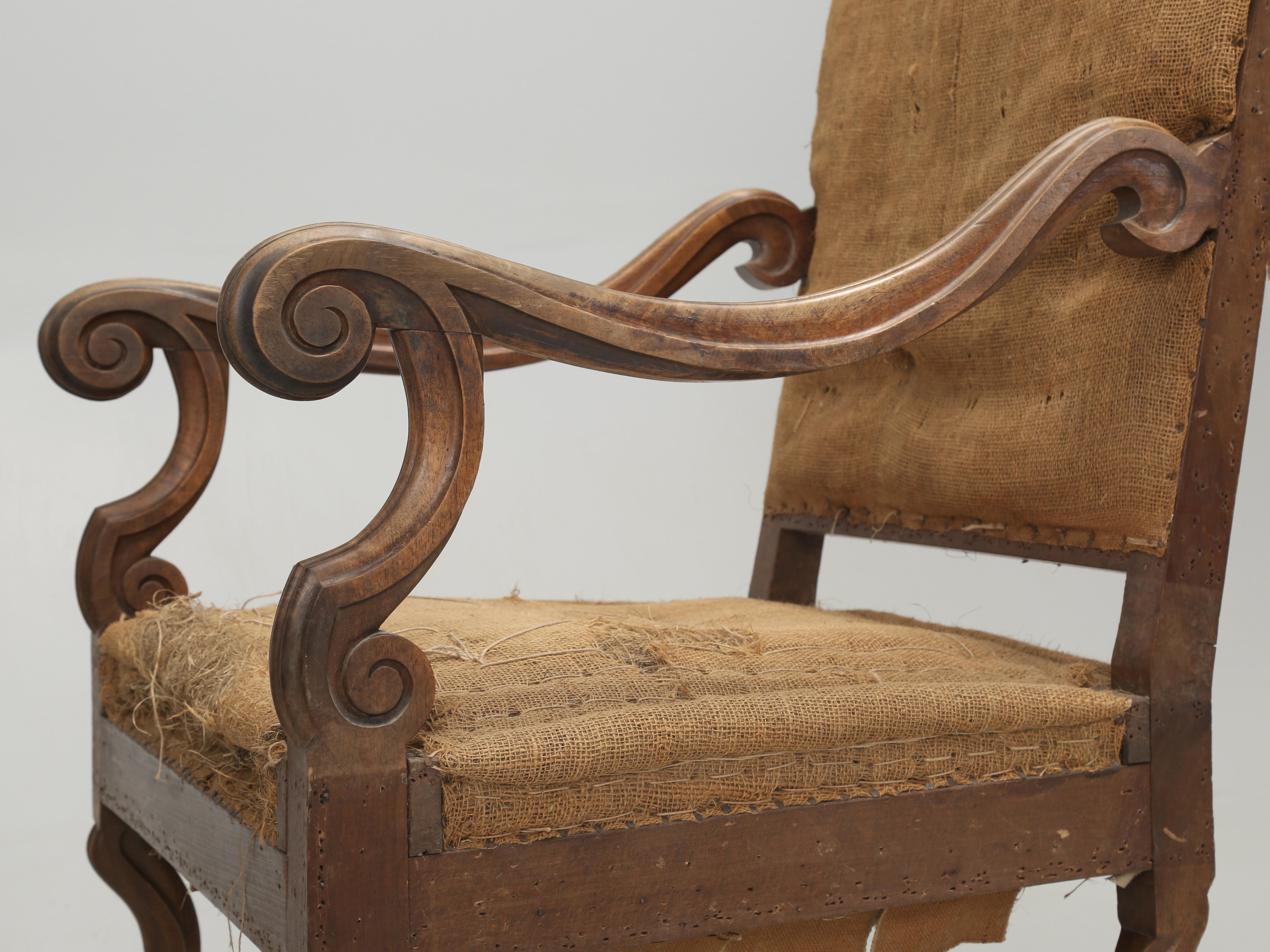 Late 19th Century Antique Pair of French Armchairs or Throne Chairs Requiring Full Restoration