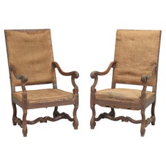 Antique Pair of French Armchairs or Throne Chairs Requiring Full Restoration