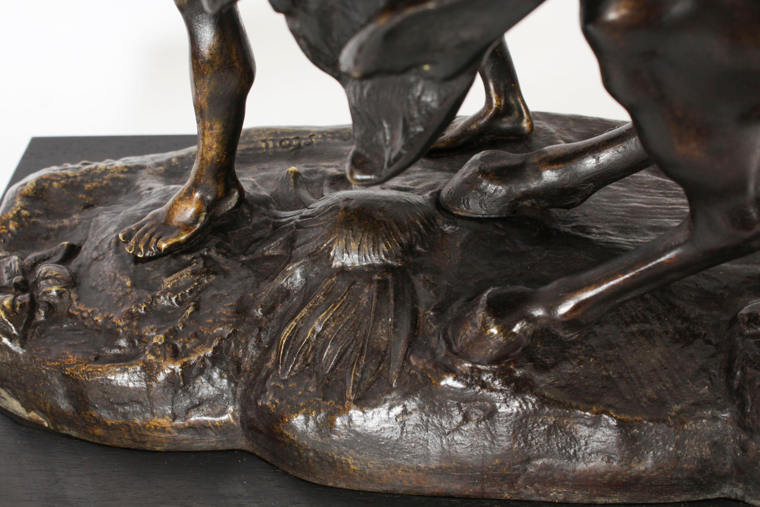 Paire de sculptures françaises de chevaux en bronze par Cousteau 19ème siècle en vente 1