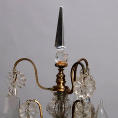 Antique Pair of French Bronzed Crystal Candelabras Lamps, circa 1910