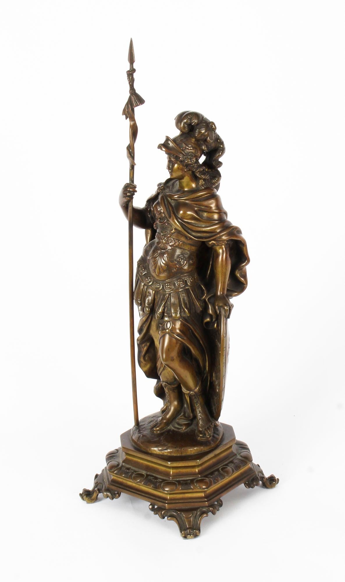 Antique Pair of French Bronzes of Mars and Minerva, 19th Century 8
