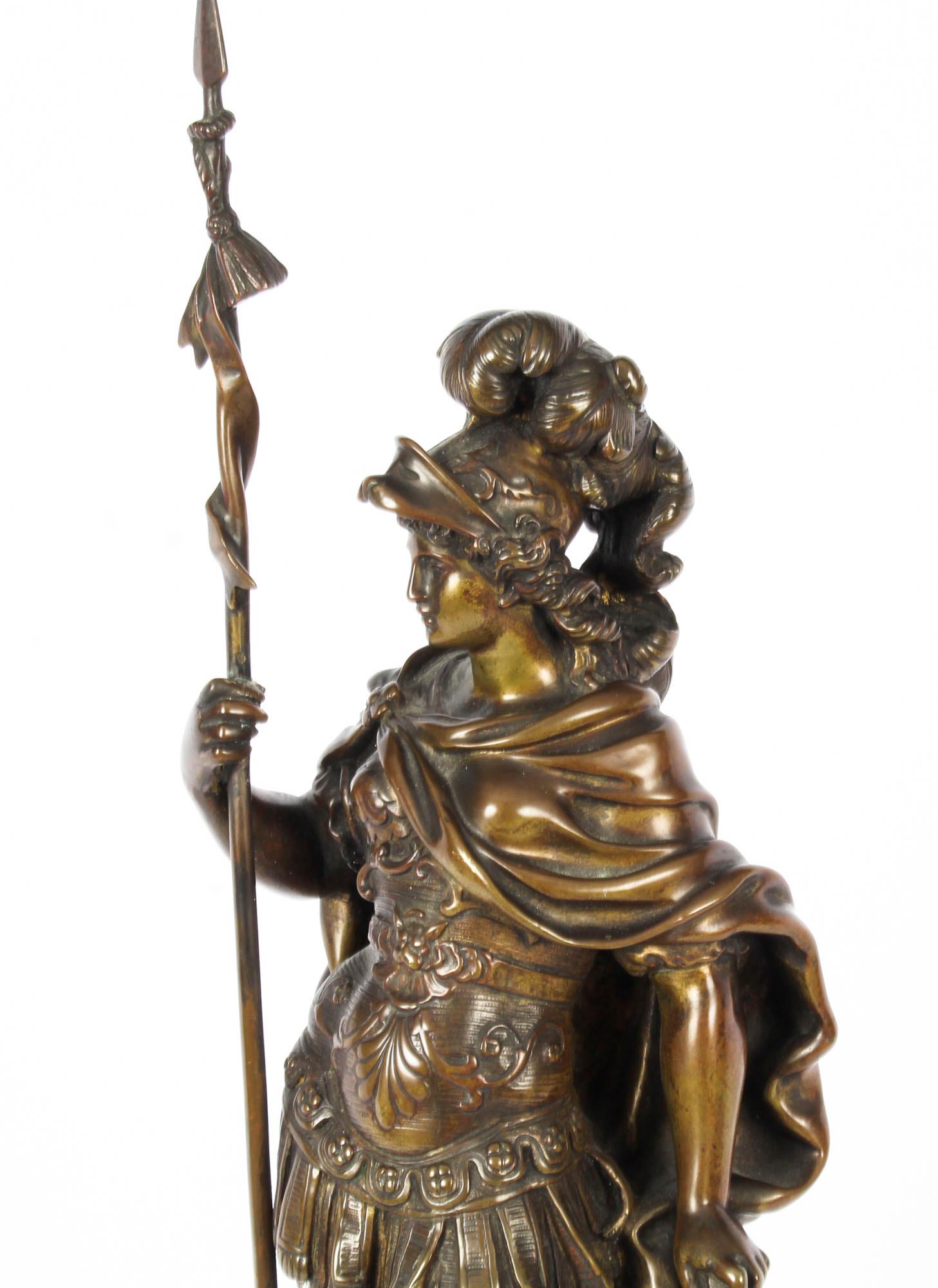 Antique Pair of French Bronzes of Mars and Minerva, 19th Century 9