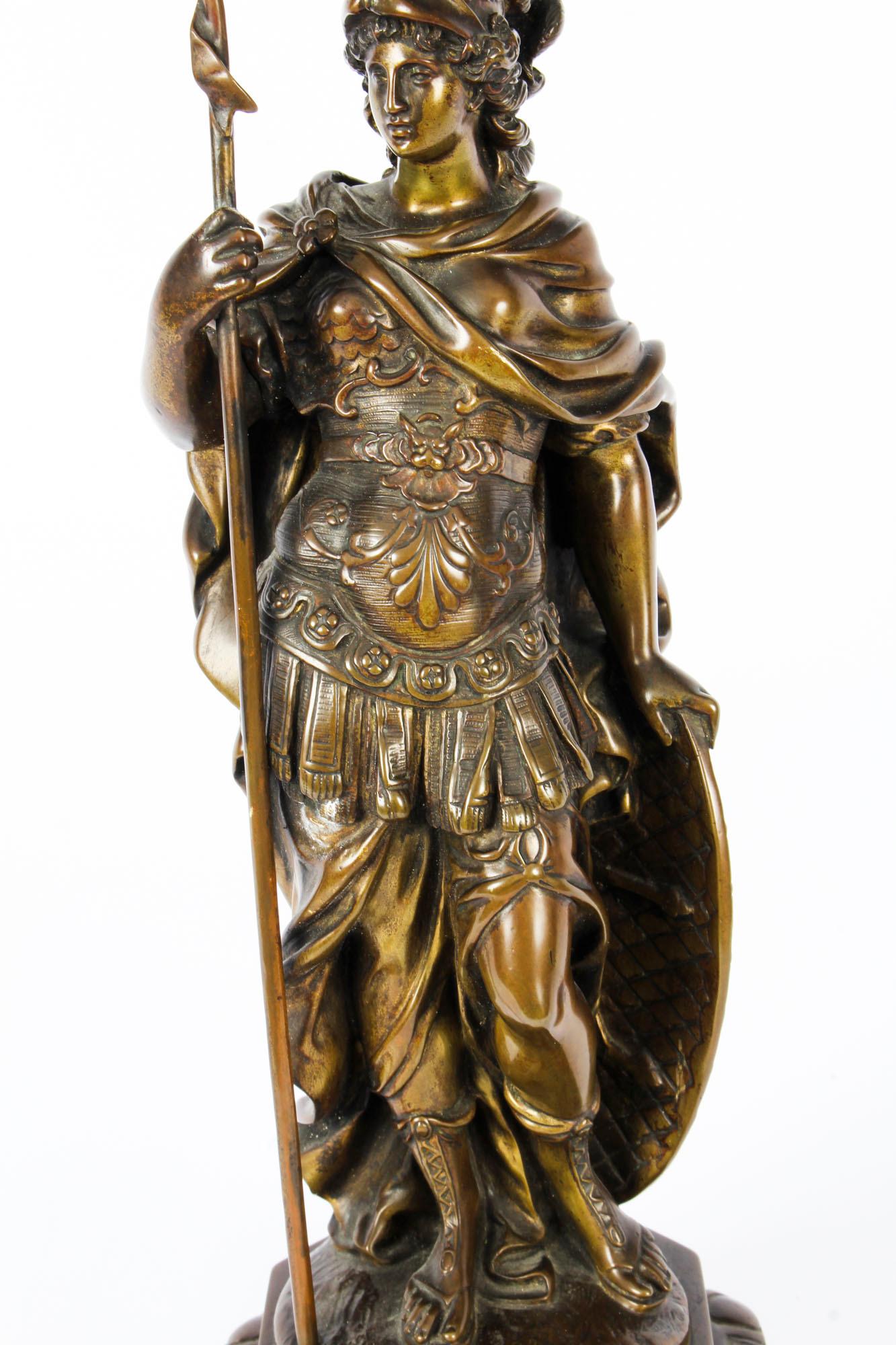 Antique Pair of French Bronzes of Mars and Minerva, 19th Century 12