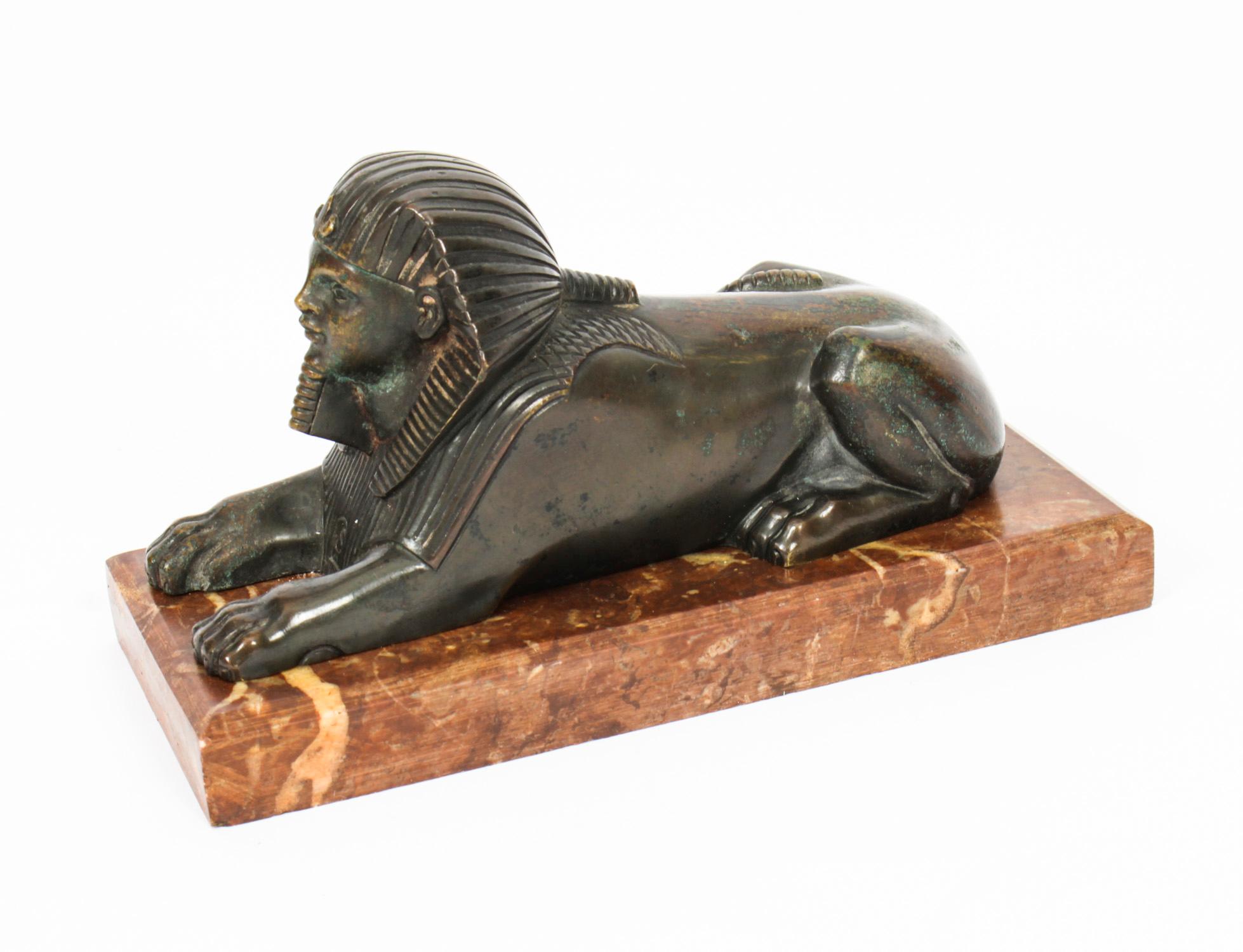 Antique Pair of French Bronzes Recumbent Sphinxes 19th Century In Good Condition In London, GB