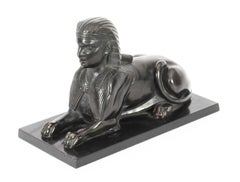 Antique Pair of French Bronzes Rfecumbent Sphinxes, 19th Century