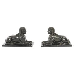 Used Pair of French Bronzes Rfecumbent Sphinxes, 19th Century