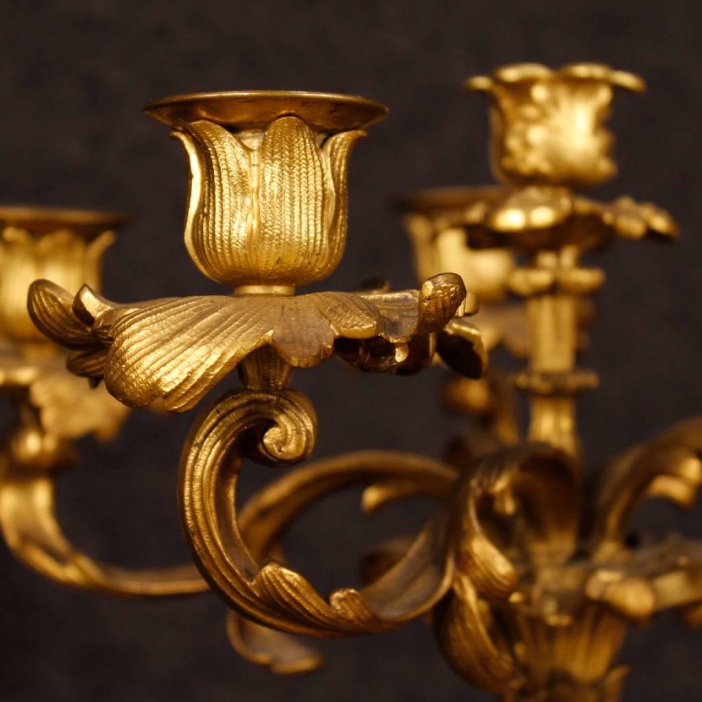 Antique Pair of French Candelabras in Gilt Bronze from 19th Century 1