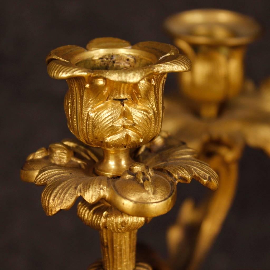 Antique Pair of French Candelabras in Gilt Bronze from 19th Century 2