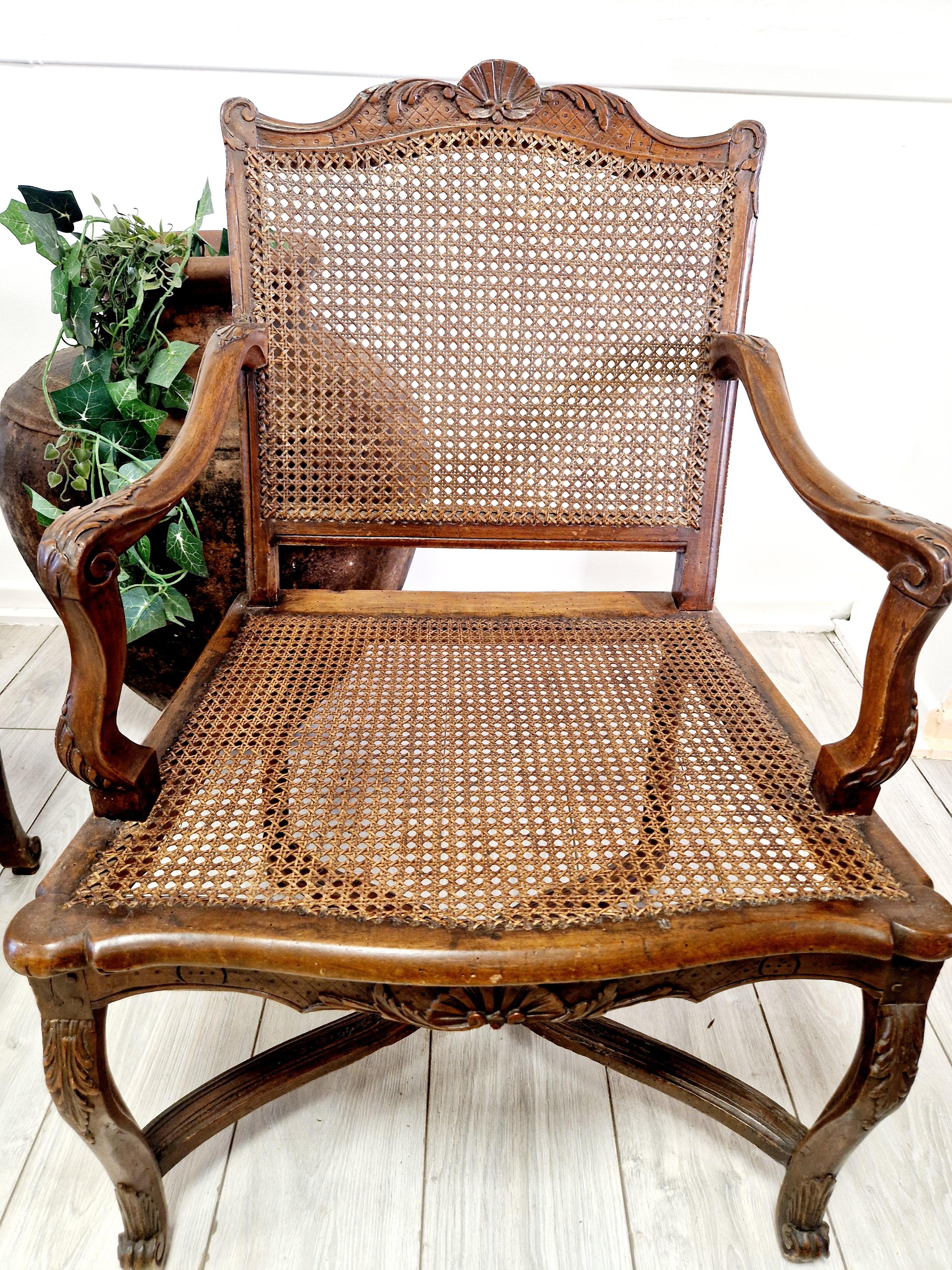 Antique Paire de Fauteuils Canne Français Période Régence Bon état - En vente à Buxton, GB