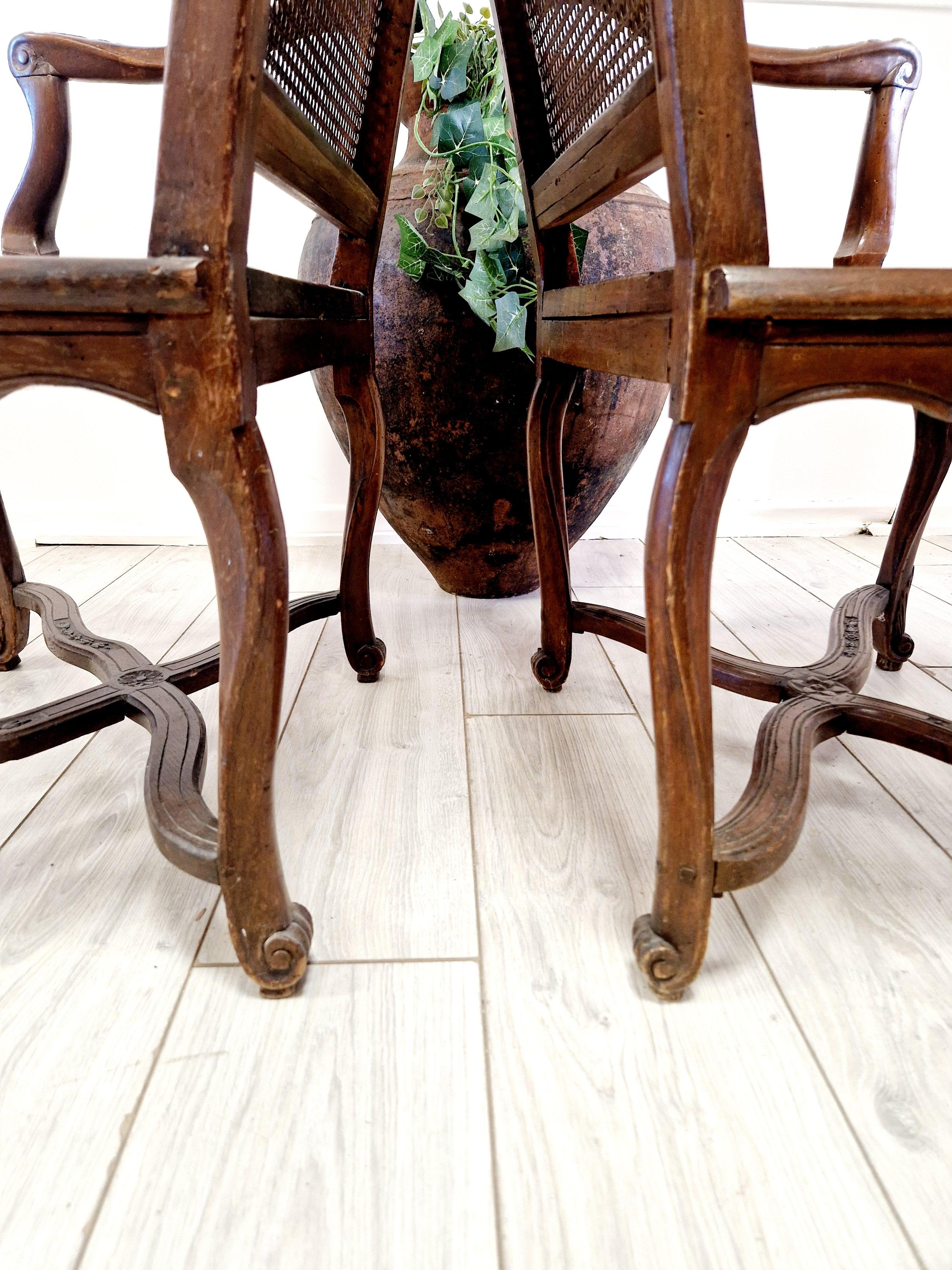 Antique Paire de Fauteuils Canne Français Période Régence en vente 2
