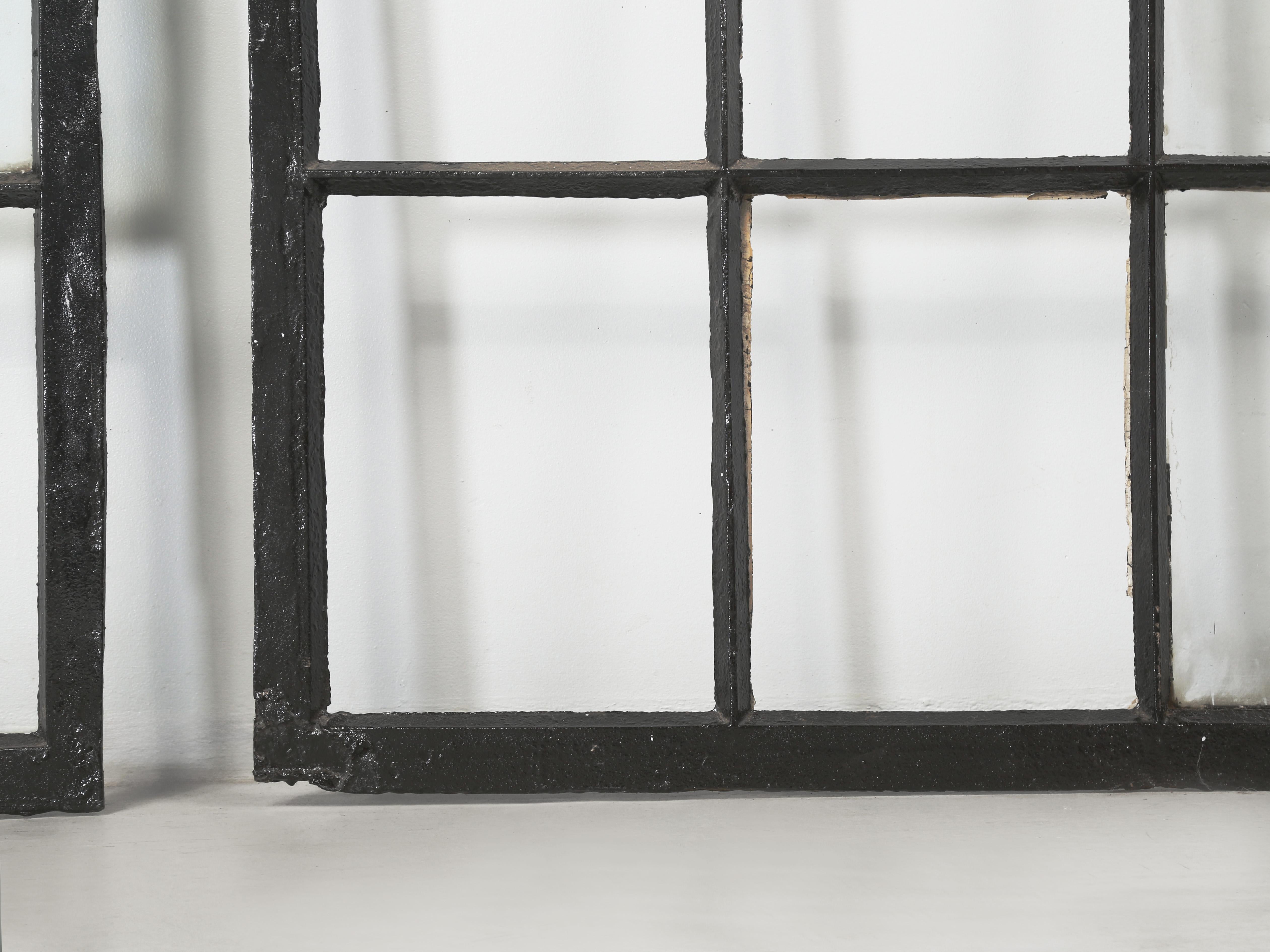 Antique Pair of French Cast iron Arch Top Windows c1800's Require new Glazing For Sale 5