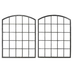 Antique Pair of French Cast iron Arch Top Windows c1800's Require new Glazing