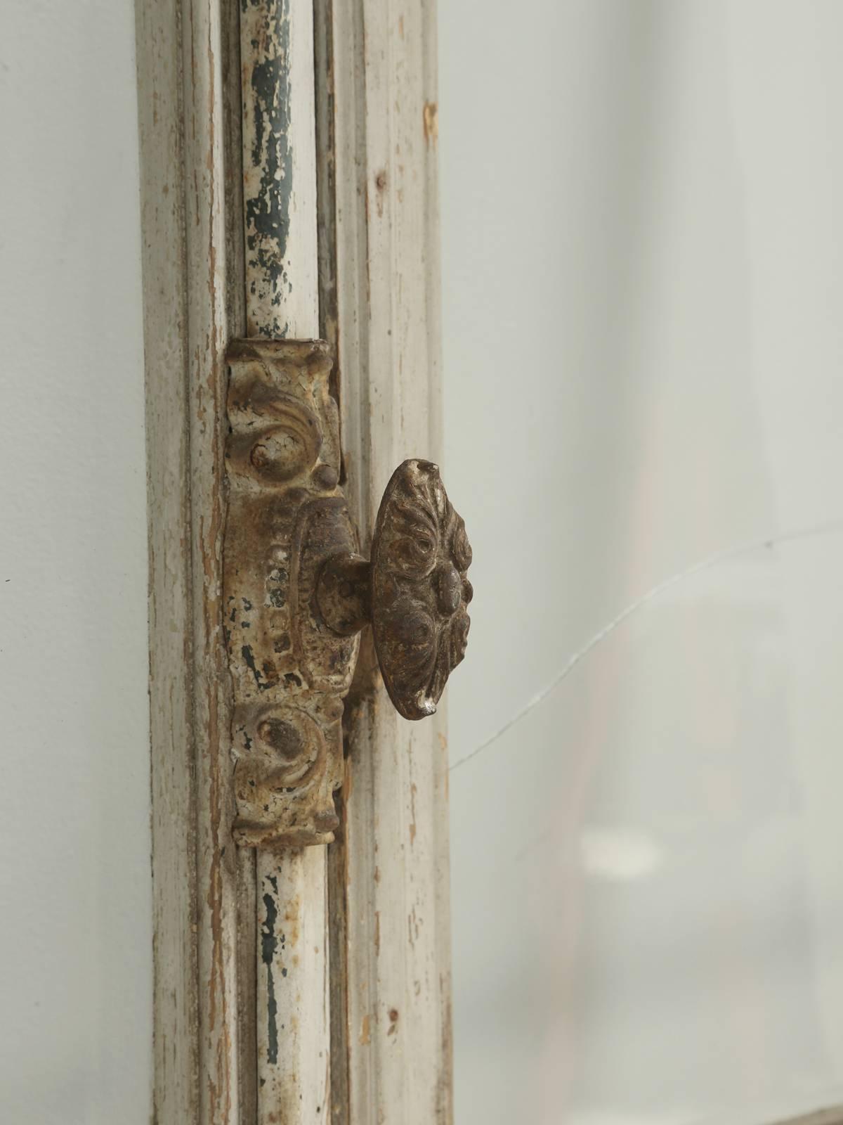 Country Antique Pair of French Doors in Original Paint, Unrestored