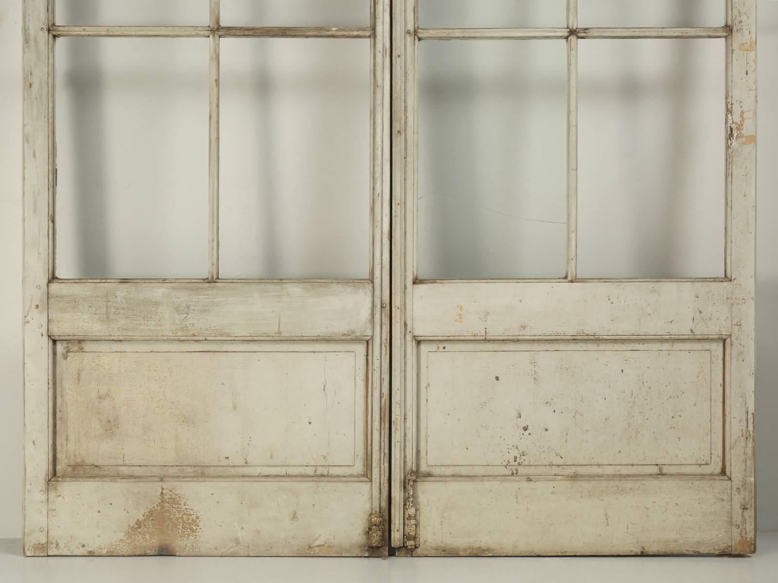 Mid-19th Century Antique Pair of French Doors in Original Paint, Unrestored