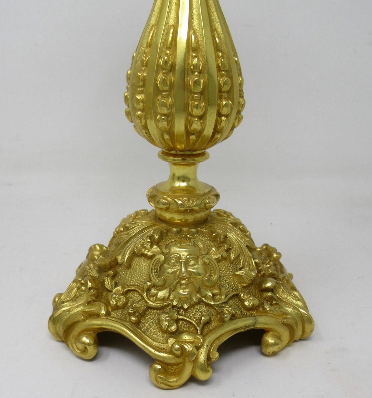Antique Pair of French Doré Bronze Neoclassical Ormolu Gilt Candlestick Lamps In Good Condition In Dublin, Ireland
