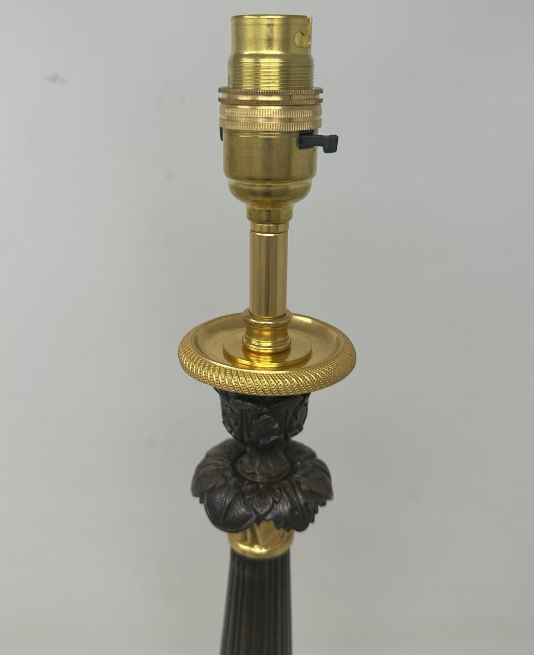 Antique Pair of French Doré Bronze Neoclassical Ormolu Gilt Candlesticks Lamps  For Sale 1