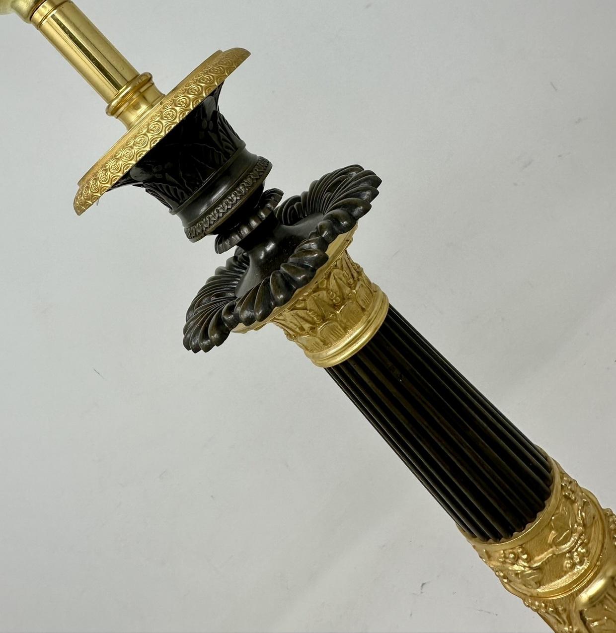 XIXe siècle Paire de chandeliers anciens en bronze doré, néoclassique et doré à l'or fin  en vente