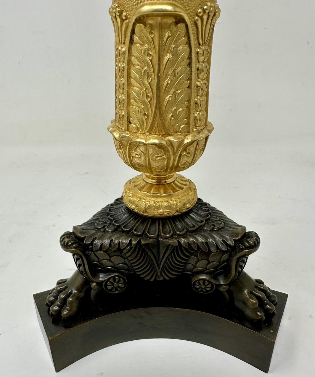 Antik Paar Französisch Doré Bronze Neoklassische Ormolu Vergoldete Leuchter Lampen  im Angebot 2