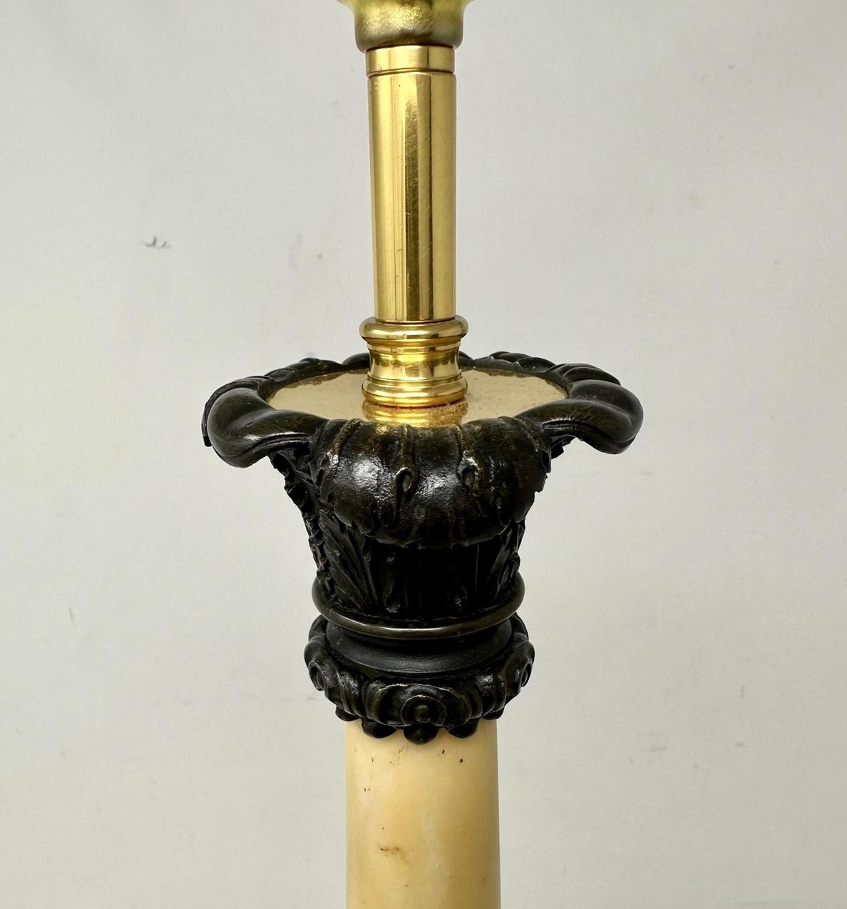 Antique Pair of French Doré Bronze Ormolu Sienna Marble Candlesticks Table Lamps For Sale 2