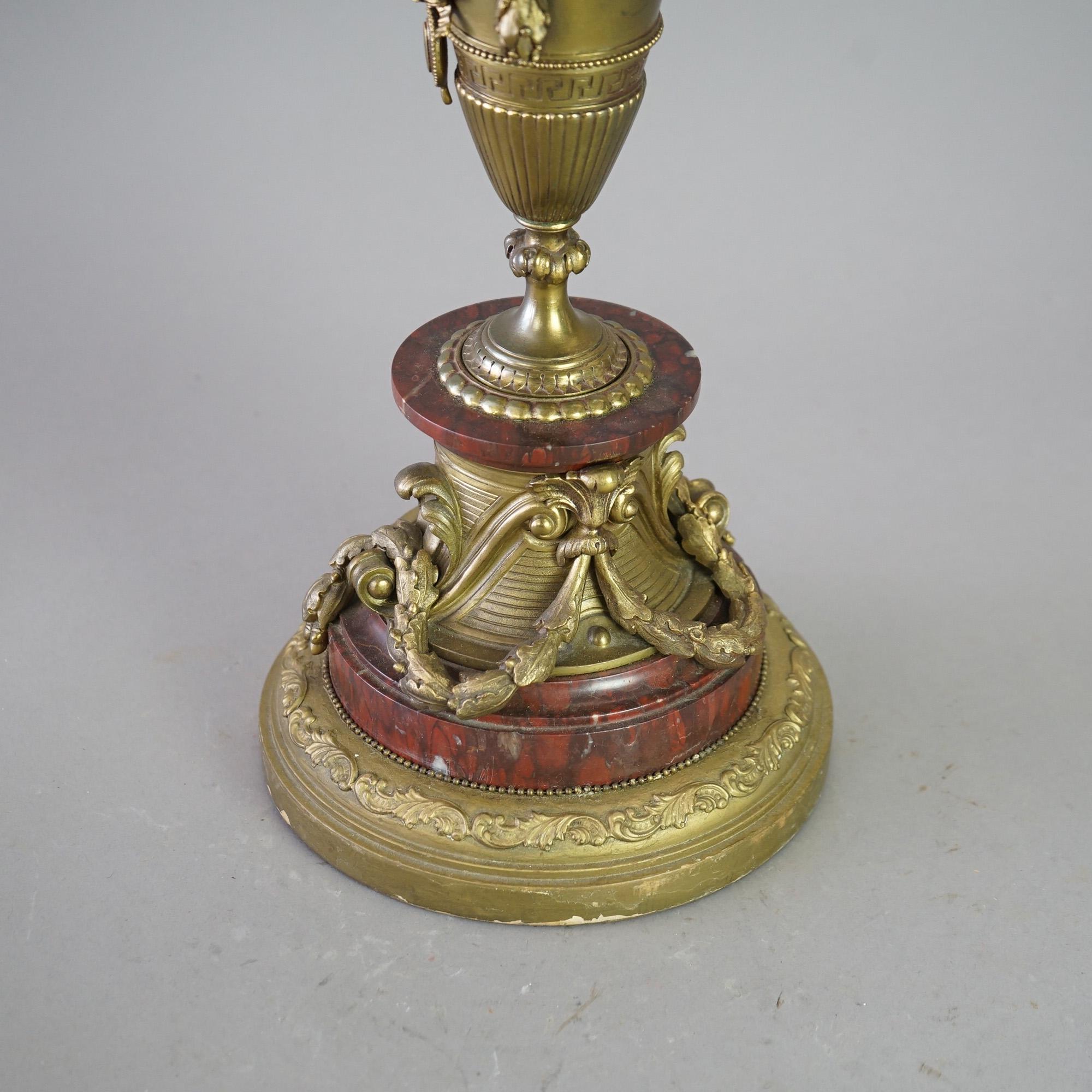 Antikes Paar französischer Empire-Kandelaber aus vergoldeter Bronze und rotem Marmor aus dem 19. Jahrhundert im Angebot 13