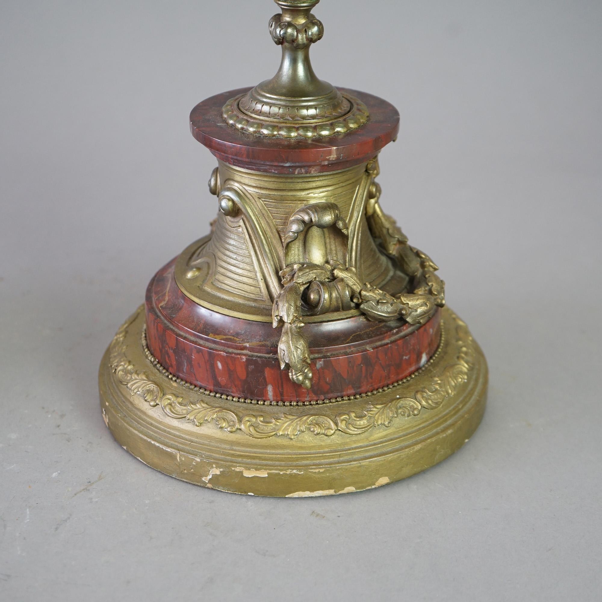 Antikes Paar französischer Empire-Kandelaber aus vergoldeter Bronze und rotem Marmor aus dem 19. Jahrhundert im Angebot 15