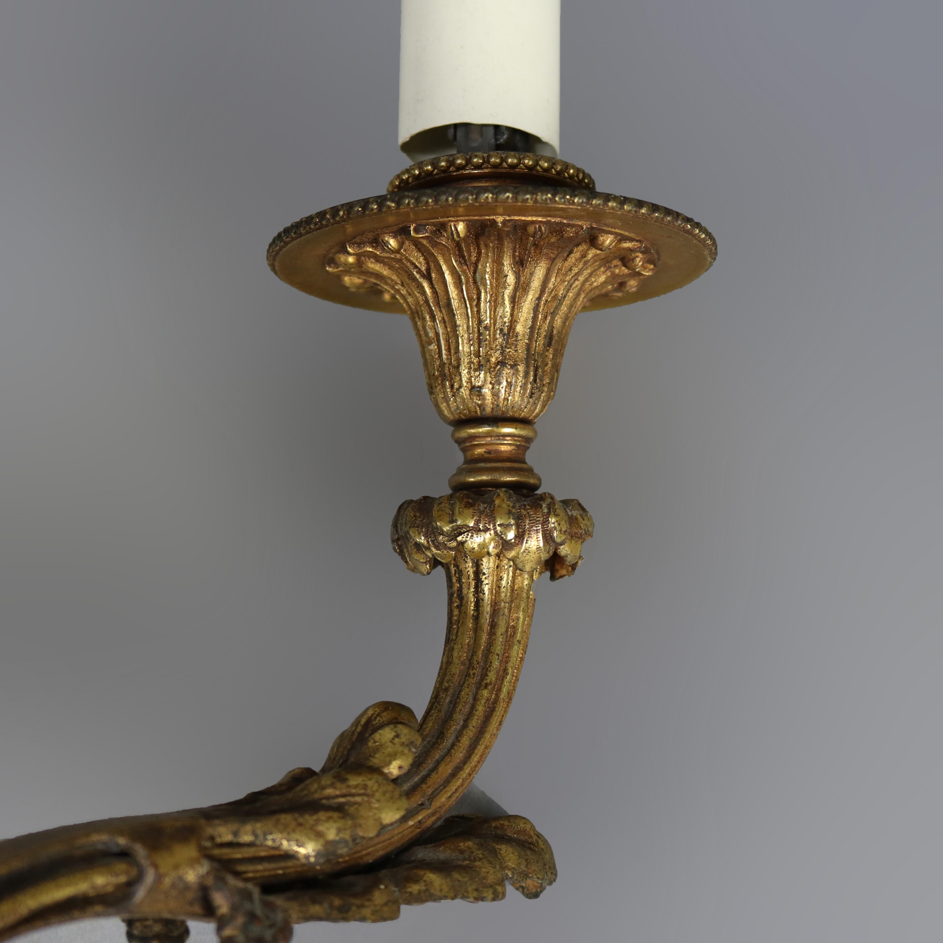 Antique Pair of French Empire Gilt Bronze Torchiere Wall Sconces, 20th Century 3