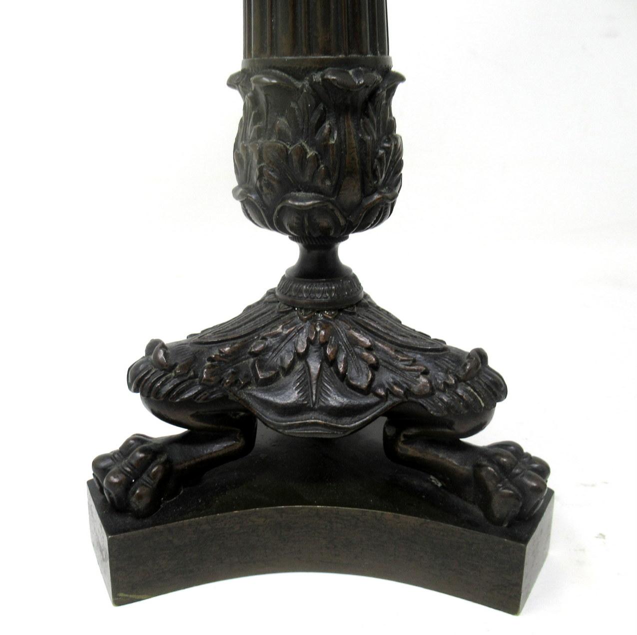 Antique Pair of French Empire Ormolu Bronze Dore Candlesticks Candelabra Regency In Good Condition In Dublin, Ireland