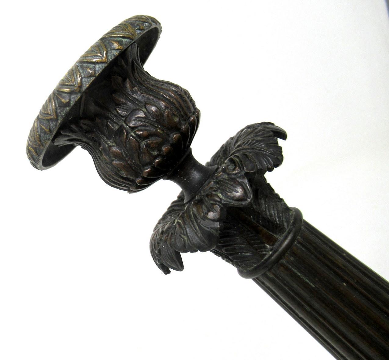 Antique Pair of French Empire Ormolu Bronze Dore Candlesticks Candelabra Regency 1