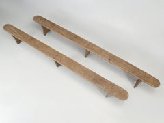 Antique Pair of French Farm House Table Benches in Oak Completely Original 1800s