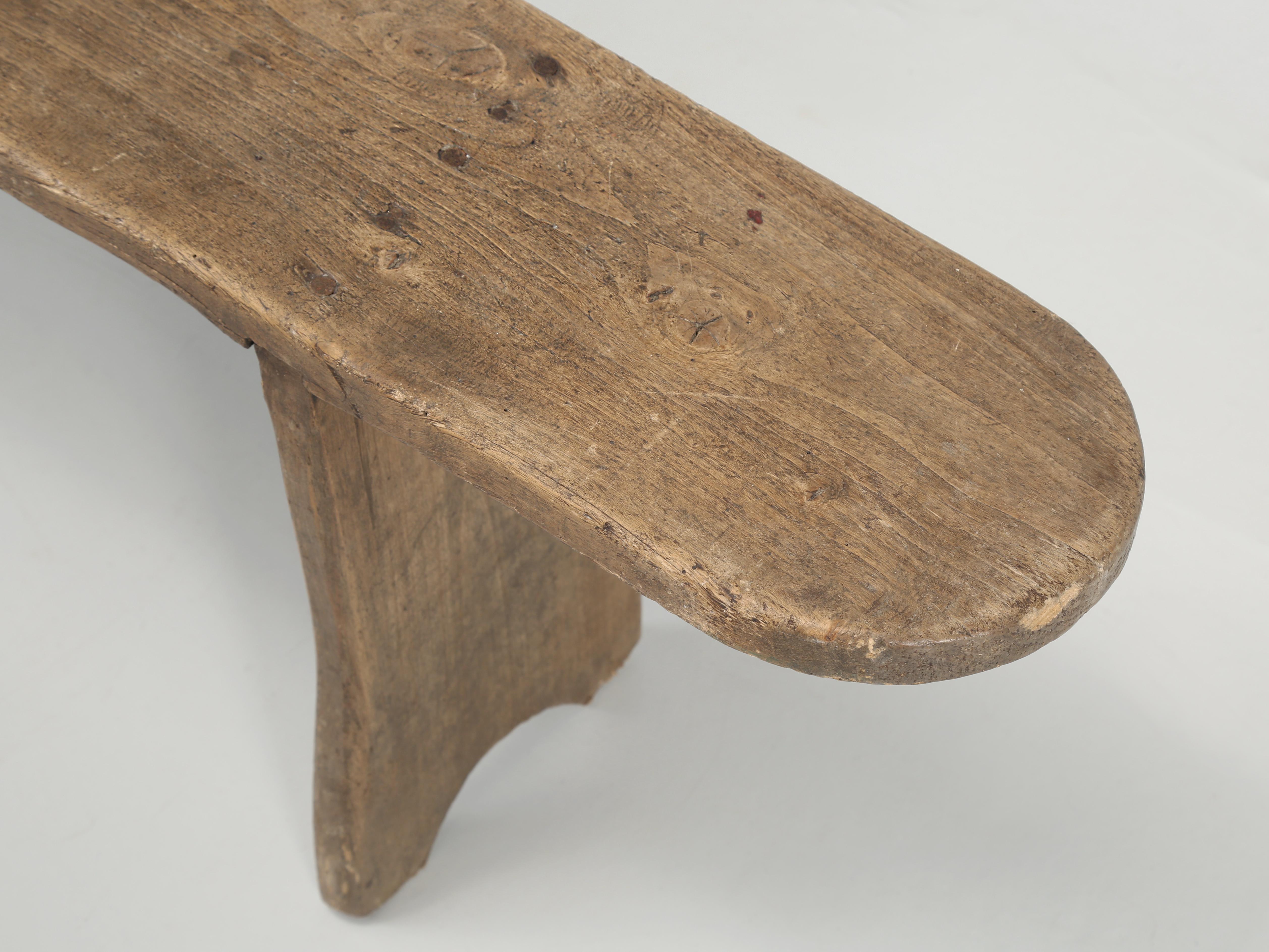 Antique Pair of French Farm House Table Benches in Oak Completely Original 1800s In Good Condition In Chicago, IL