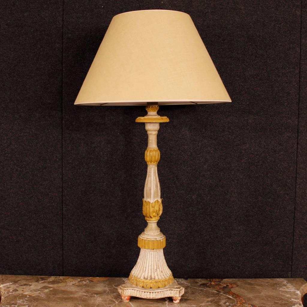 Antique Pair of French Lamps in Lacquered Wood from 19th Century 8
