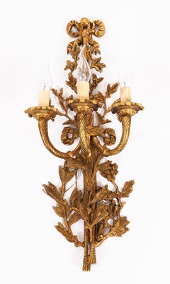 Antique Pair of French Louis Revival 3 Branch Ormolu Wall Lights 20th Century