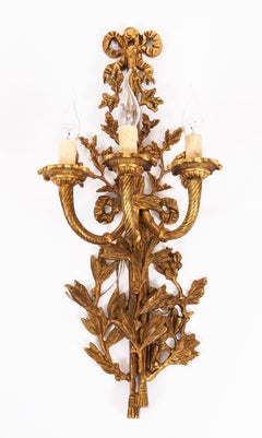 Antique Pair of French Louis Revival 3 Branch Ormolu Wall Lights 20th Century