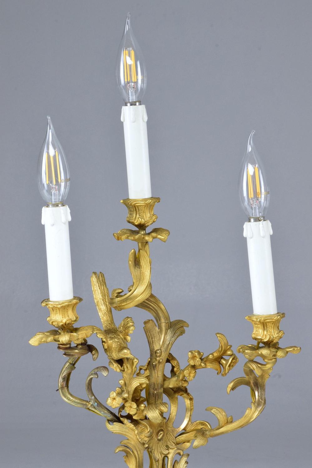  French Pair of Antique Louis VXI Ormolu Electrified Candelabras  6
