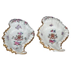 Antique Pair of French Louis XIV Porcelain Armorial Ware Low Serving Bowls 19thC