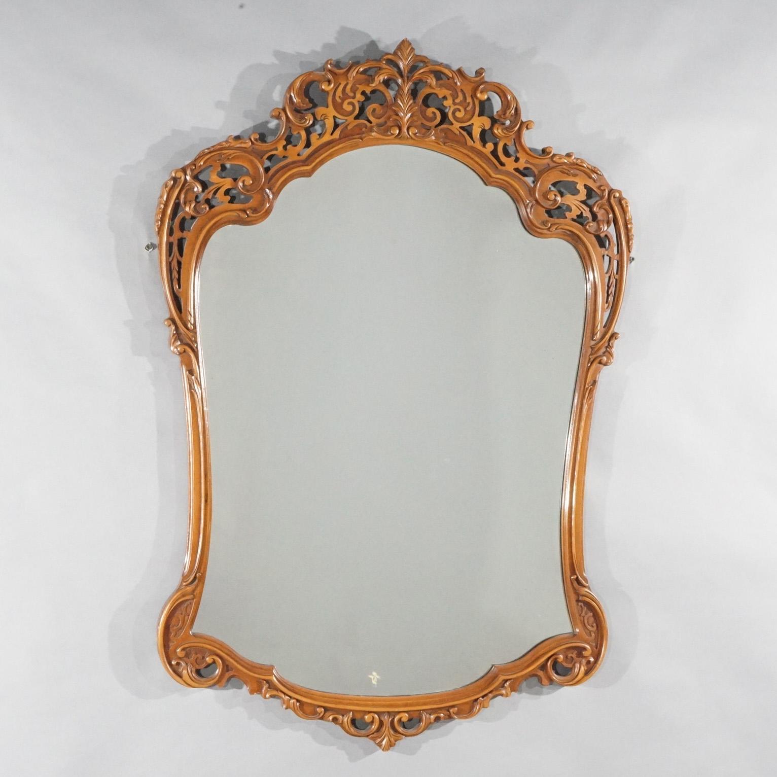 Antique Pair of French Louis XIV Style Carved Mahogany Mirrors, circa 1930 In Good Condition For Sale In Big Flats, NY