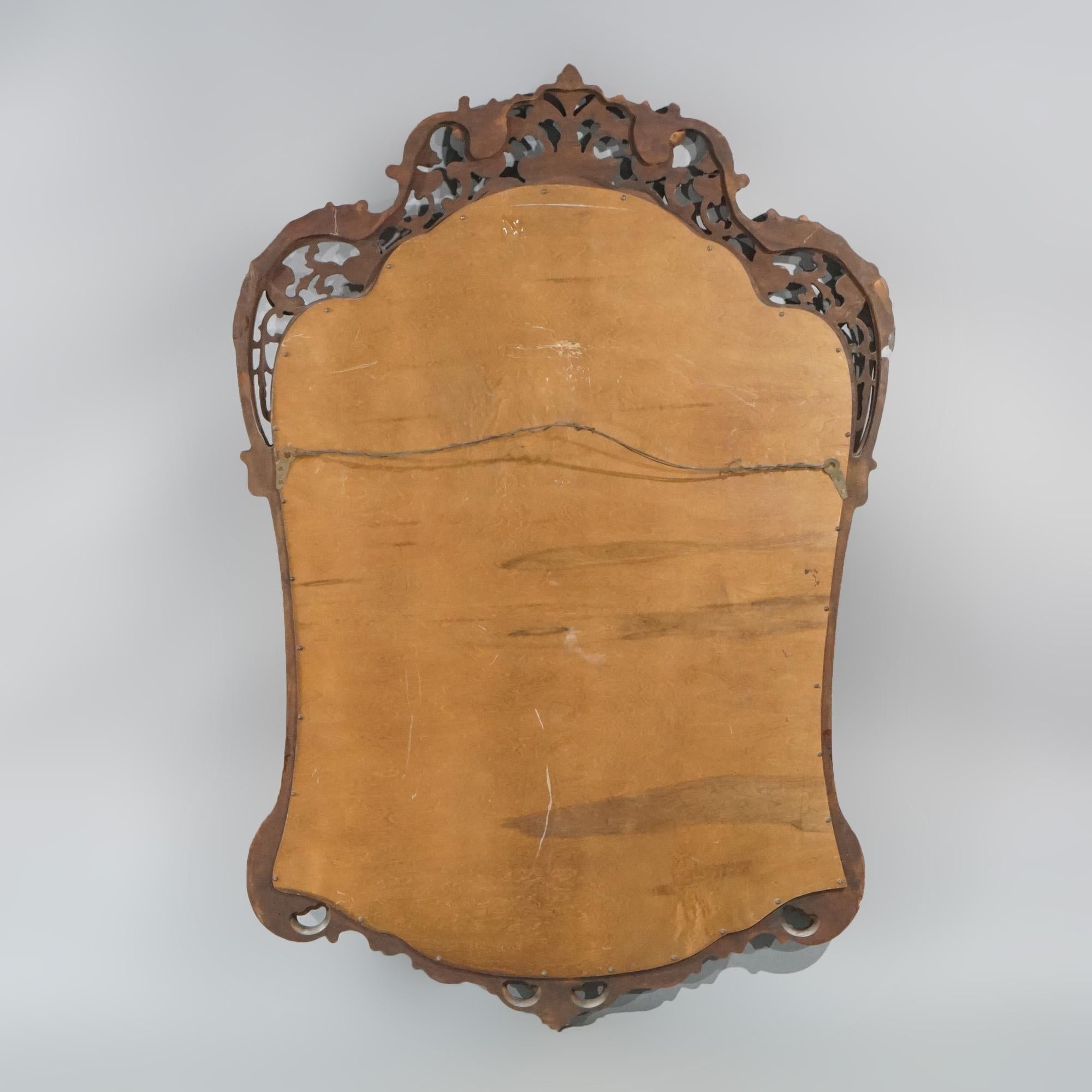 20th Century Antique Pair of French Louis XIV Style Carved Mahogany Mirrors, circa 1930 For Sale