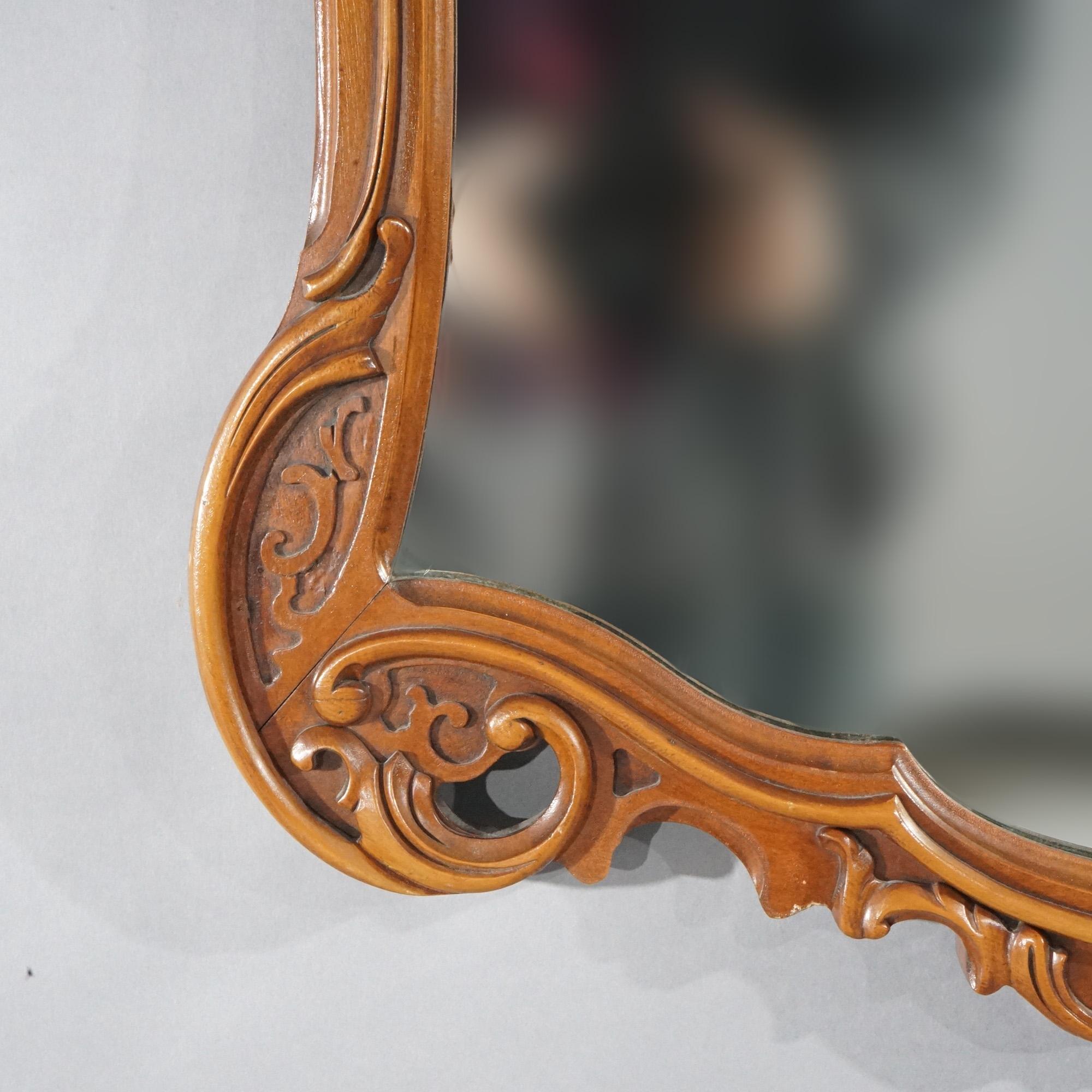Antique Pair of French Louis XIV Style Carved Mahogany Mirrors, circa 1930 For Sale 4