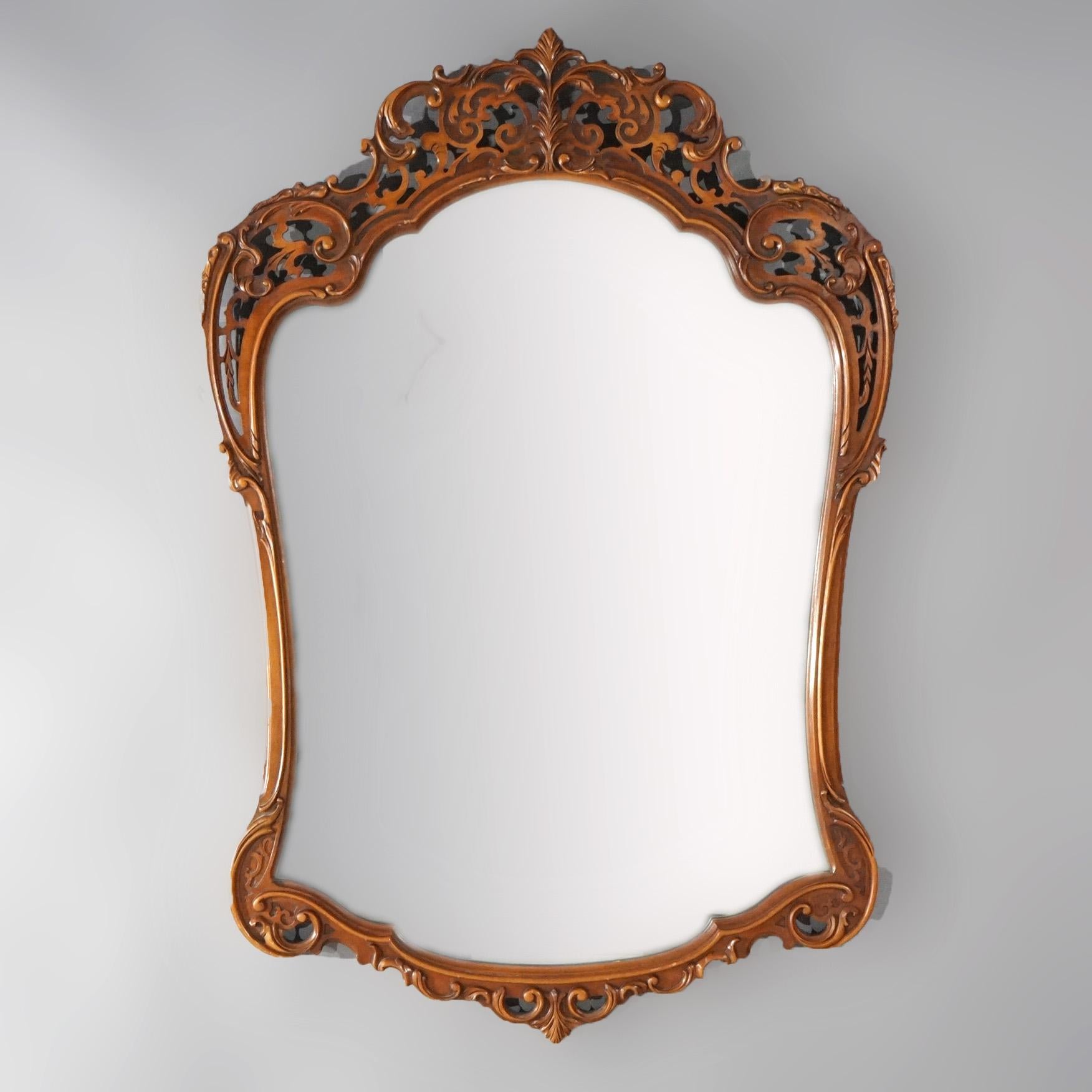 Antique Pair of French Louis XIV Style Carved Mahogany Mirrors, circa 1930 For Sale 5