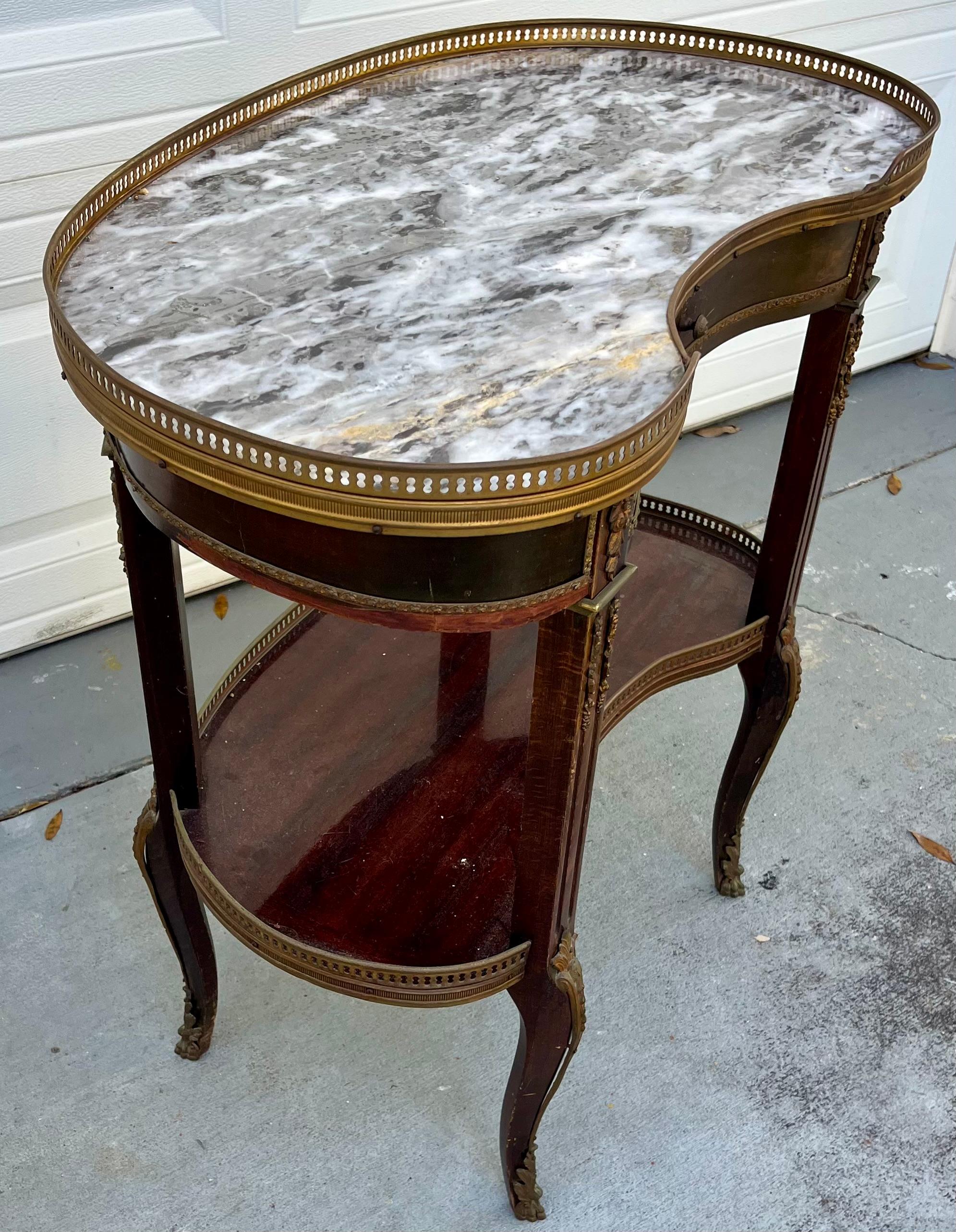 Marble Antique Pair of French Louis XVI Style Side Tables 19th Century