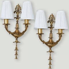 Antique Pair of French Massive Bronze Louis XVI Wall Sconces, 1920