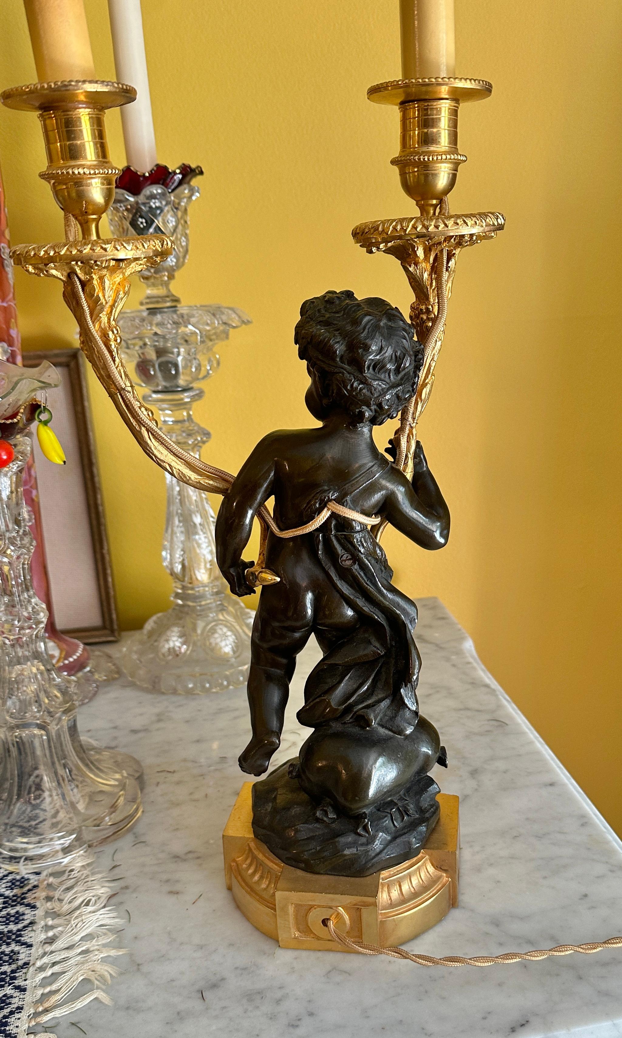 Antique Pair Of French Napoleon III Ormolu Gilt Bronze Cherub Putti Lamps 1860 For Sale 7