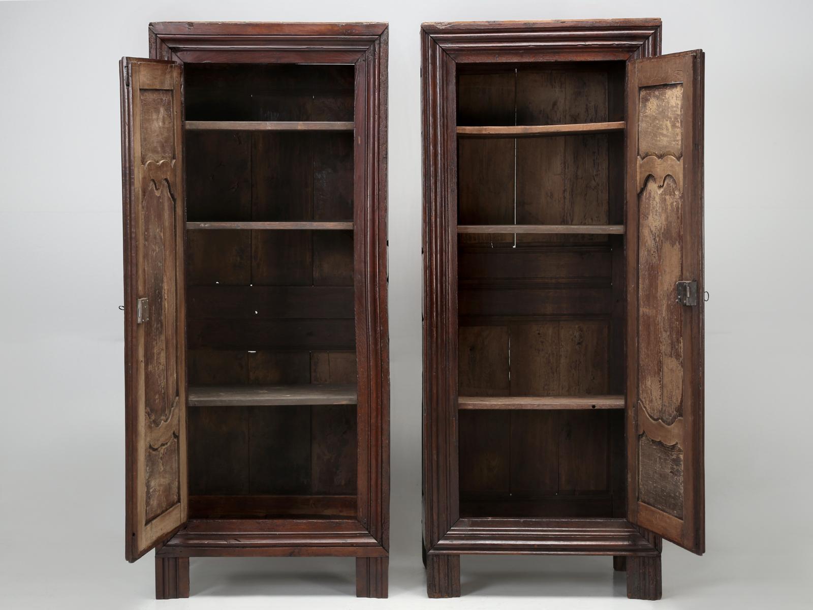 Antique Pair of French Oak Bonnetiere's, Amroires or Cupboards from the 1700s 10