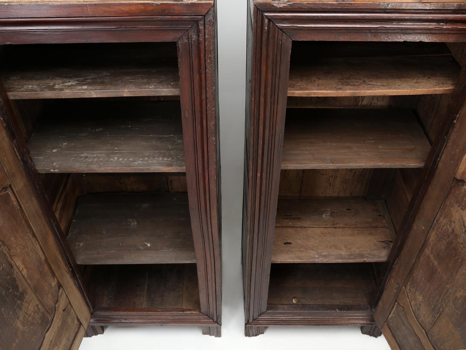 Antique Pair of French Oak Bonnetiere's, Amroires or Cupboards from the 1700s 11